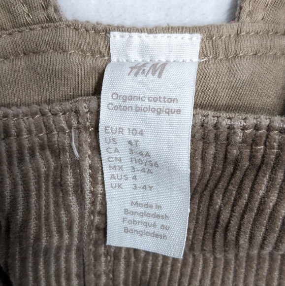 NWOT H&M Tan Courduroy Overalls, Size 4T - Picture 4 of 5